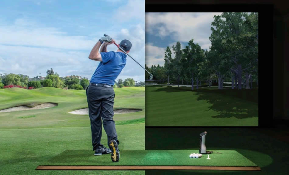 スクリーンを前にして実際にゴルフしているようなイメージ